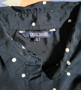 Navy Polka Dot Midi Shirtdress