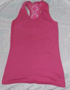 Pink Tank Top with Lace Back