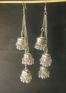 Silver Jhumka Drop Earrings