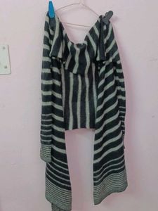 Striped Open Cardigan(woolen Shrug)