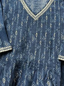 Kurtha - Navy &amp; Silver Print