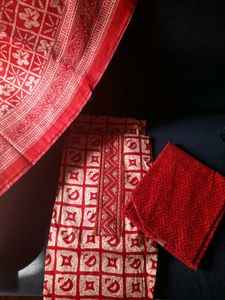 Red &amp; White Salwar Suit Fabric