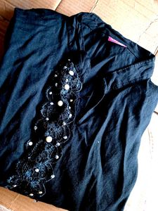 Black Tunic with Lace Detail