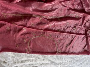 Elegant Pink Embroidered Party wear Saree