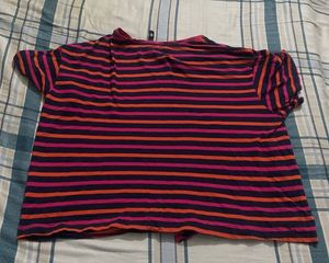 Striped Tie-Front Tee