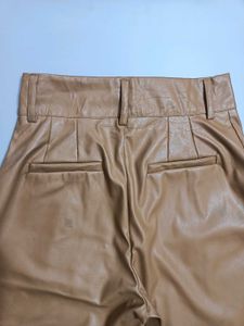 Stylish Tan Faux Leather Pants Size 30