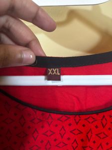 Embroidered Red Kurta - 2XL