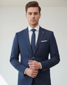 Men's Blue Striped Suit