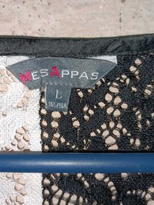 See-through Chic Black &amp; White Lace Crop Top