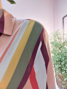 Thrifted Striped Wrap Top