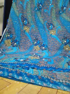 Blue Floral Saree with readymade Blouse