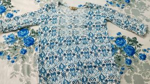 Patterned Blue Short Kurti