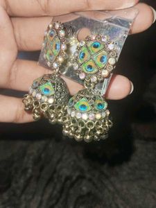 Peacock Jhumka Earrings