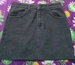 Black Denim Mini Skirt