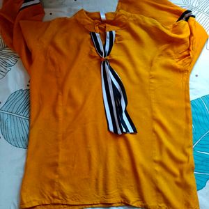Orange Tie-Neck Top