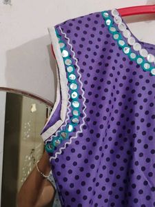 Purple mirror embellishe asymmetrical kurta