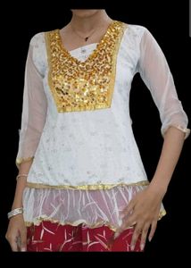 Sequin Detail White Tunic Top