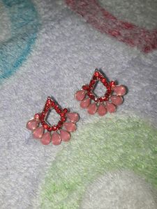 red pink stone studs