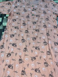 Peach Floral Print Lounge Dress