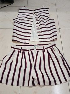 Striped Top & Shorts Set