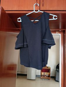 Blue Top Having Off Shoulder