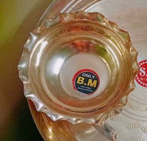 BM brand new brass plate glass and bowl set .
