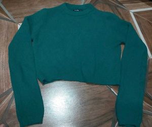 Green Knit Crop Top