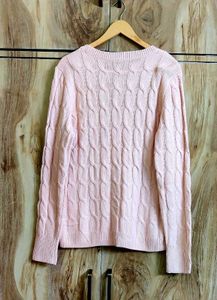 Light Pink Self Design Pullover Size-36-38