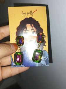 Iridescent Gemstone Dangle Earrings