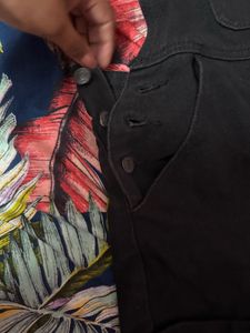 Black Denim Overalls Shorts