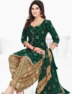 Unstitched Green Patiala set