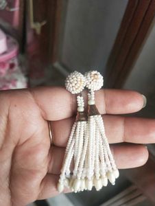 White Bead Earrings