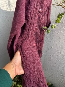 Burgundy Cable Knit Cardigan