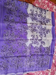Jute Saree White, Lavender
