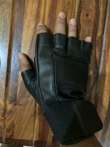 Leather And Polyester Gym/driving Gloves