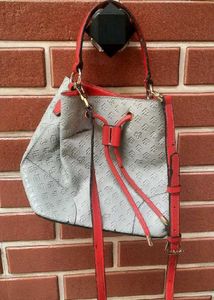 Gray & Red Bucket Bag