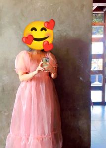Pink Tulle Puff Sleeve Dress