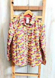 Light Yellow Printed Cotton Shirt Size-36