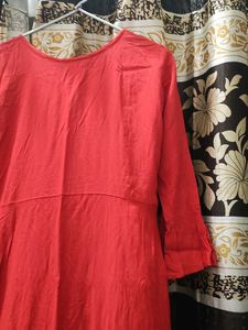 Ethnic Gown With Vibrant Red And Black Colour