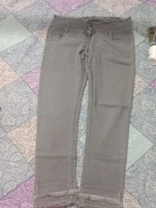 Frayed Hem Grey Jeans