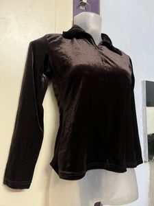 winter Brown Velvet Top