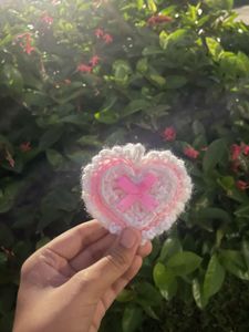 Crochet Heart Bag Charm/ Pouch