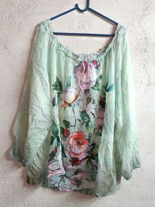 Oversized See-through Mesh Top Blouson Multicolour