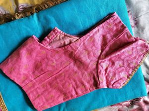 Unused Blue And Pink Saree
