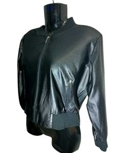 Leather Look Stylish Jacket For Womens Black