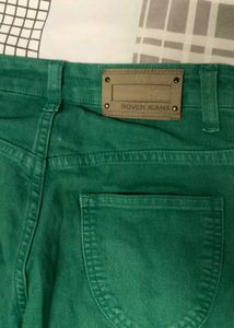 Low Waist Slim Fit Green Distressed Denims