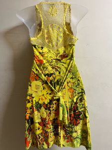 Yellow Floral Halter Dress