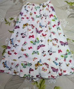 Floral printed off White girls Frock