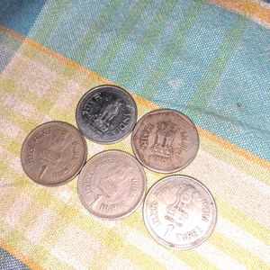 5 Coint Old Rs.1 Coins..