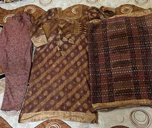 🤎Beautiful Designer Bagh Print 3 Piece Suit Set🤎